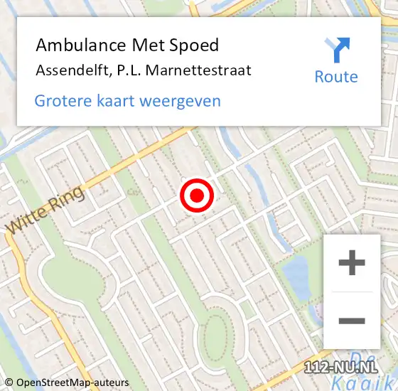 Locatie op kaart van de 112 melding: Ambulance Met Spoed Naar Assendelft, P.L. Marnettestraat op 25 december 2024 17:46