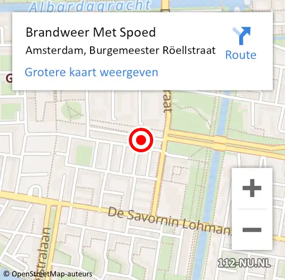 Locatie op kaart van de 112 melding: Brandweer Met Spoed Naar Amsterdam, Burgemeester Röellstraat op 25 december 2024 17:54