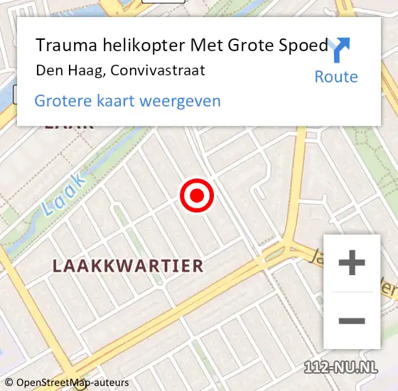 Locatie op kaart van de 112 melding: Trauma helikopter Met Grote Spoed Naar Den Haag, Convivastraat op 25 december 2024 18:13