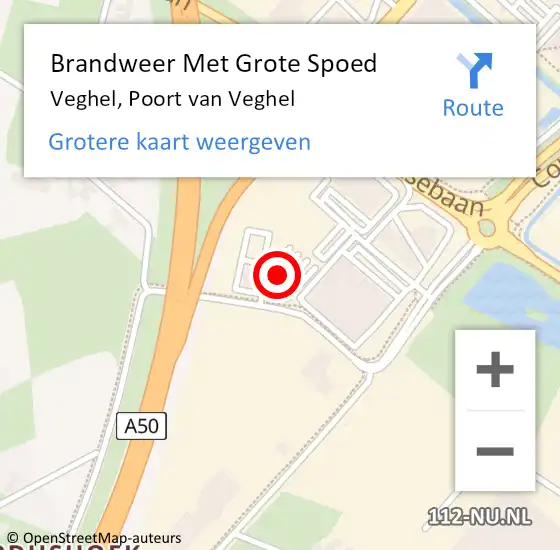 Locatie op kaart van de 112 melding: Brandweer Met Grote Spoed Naar Veghel, Poort van Veghel op 25 december 2024 18:39