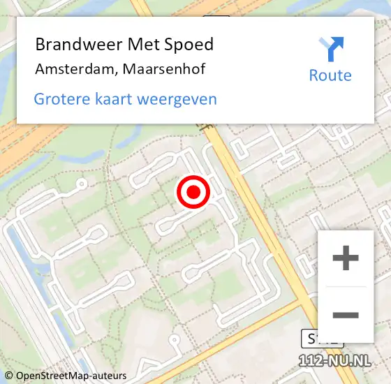 Locatie op kaart van de 112 melding: Brandweer Met Spoed Naar Amsterdam, Maarsenhof op 25 december 2024 19:10