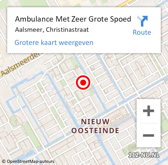 Locatie op kaart van de 112 melding: Ambulance Met Zeer Grote Spoed Naar Aalsmeer, Christinastraat op 25 december 2024 19:14