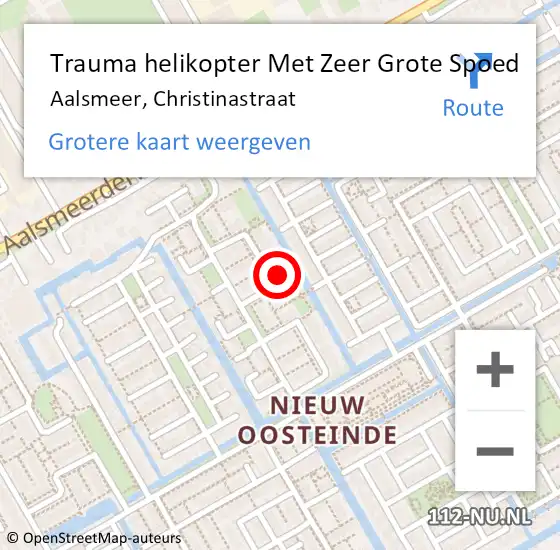 Locatie op kaart van de 112 melding: Trauma helikopter Met Zeer Grote Spoed Naar Aalsmeer, Christinastraat op 25 december 2024 19:16