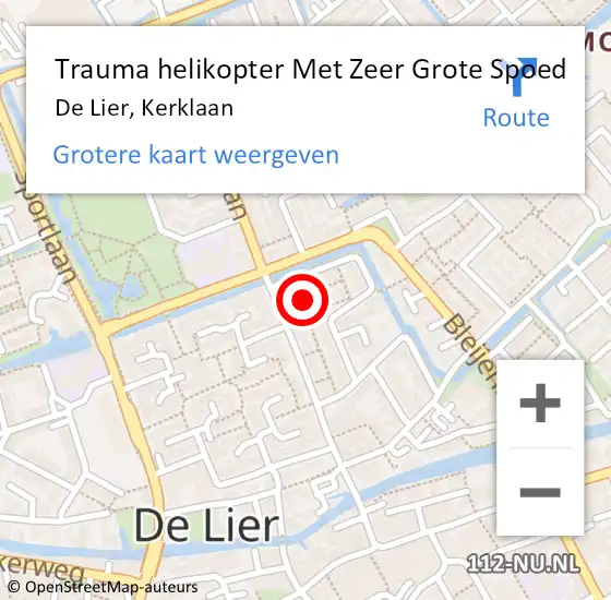 Locatie op kaart van de 112 melding: Trauma helikopter Met Zeer Grote Spoed Naar De Lier, Kerklaan op 25 december 2024 19:57