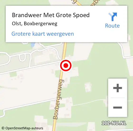 Locatie op kaart van de 112 melding: Brandweer Met Grote Spoed Naar Olst, Boxbergerweg op 25 december 2024 20:13