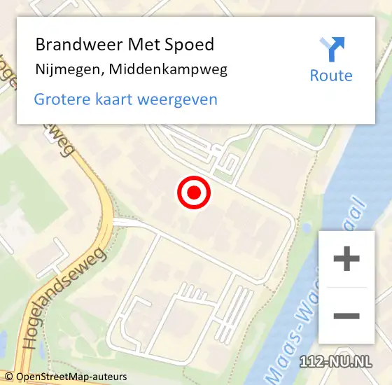 Locatie op kaart van de 112 melding: Brandweer Met Spoed Naar Nijmegen, Middenkampweg op 25 december 2024 20:14