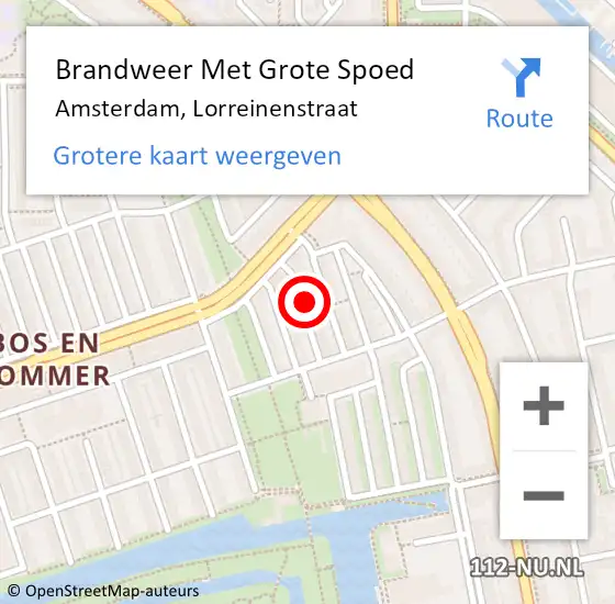 Locatie op kaart van de 112 melding: Brandweer Met Grote Spoed Naar Amsterdam, Lorreinenstraat op 25 december 2024 20:21