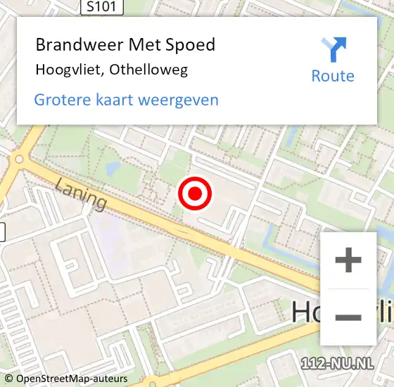 Locatie op kaart van de 112 melding: Brandweer Met Spoed Naar Hoogvliet, Othelloweg op 25 december 2024 21:35