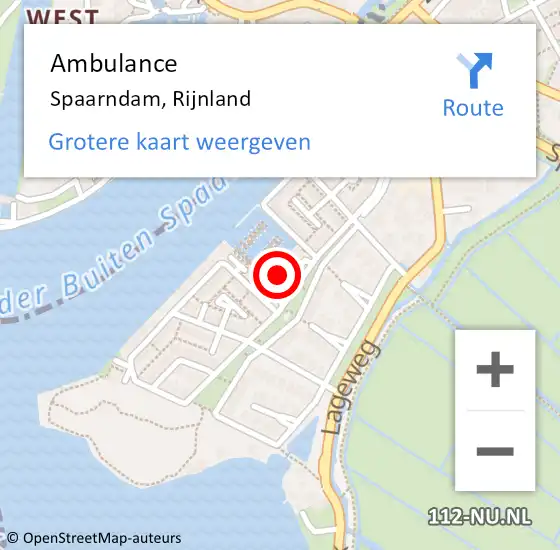 Locatie op kaart van de 112 melding: Ambulance Spaarndam, Rijnland op 25 december 2024 21:35