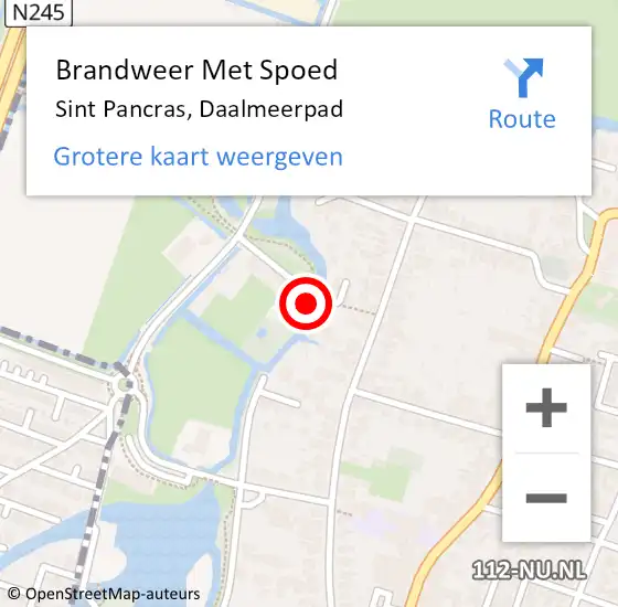 Locatie op kaart van de 112 melding: Brandweer Met Spoed Naar Sint Pancras, Daalmeerpad op 25 december 2024 21:50