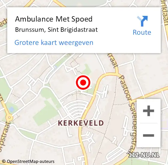 Locatie op kaart van de 112 melding: Ambulance Met Spoed Naar Brunssum, Sint Brigidastraat op 31 oktober 2014 16:01