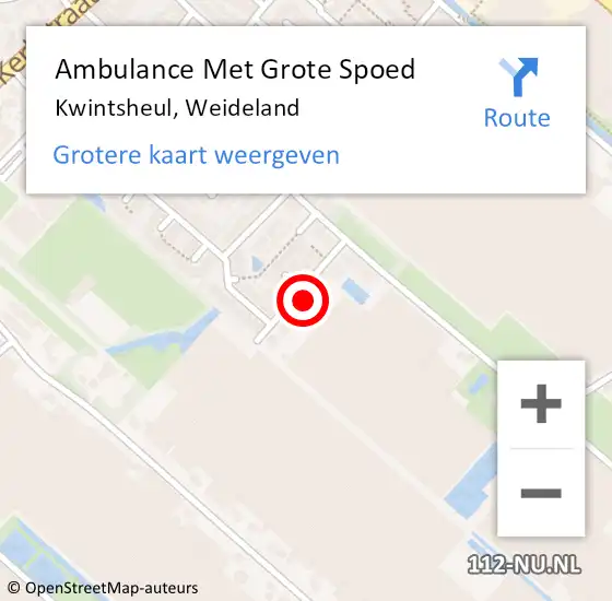 Locatie op kaart van de 112 melding: Ambulance Met Grote Spoed Naar Kwintsheul, Weideland op 25 december 2024 22:07