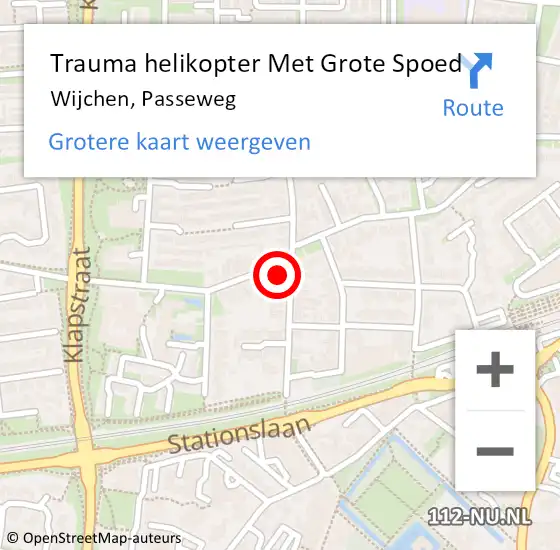 Locatie op kaart van de 112 melding: Trauma helikopter Met Grote Spoed Naar Wijchen, Passeweg op 25 december 2024 22:17