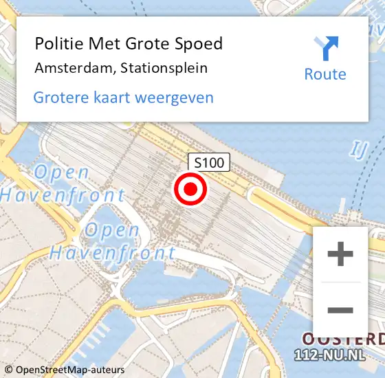 Locatie op kaart van de 112 melding: Politie Met Grote Spoed Naar Amsterdam, Stationsplein op 25 december 2024 22:23