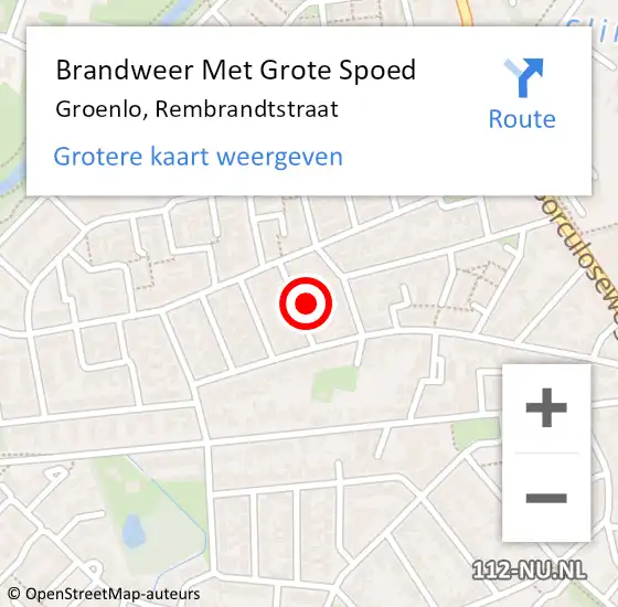 Locatie op kaart van de 112 melding: Brandweer Met Grote Spoed Naar Groenlo, Rembrandtstraat op 25 december 2024 22:43