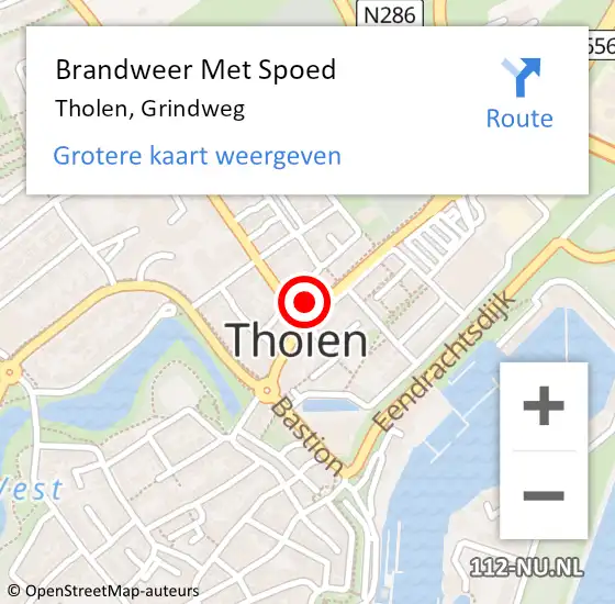 Locatie op kaart van de 112 melding: Brandweer Met Spoed Naar Tholen, Grindweg op 25 december 2024 22:48