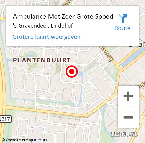 Locatie op kaart van de 112 melding: Ambulance Met Zeer Grote Spoed Naar 's-Gravendeel, Lindehof op 25 december 2024 23:14