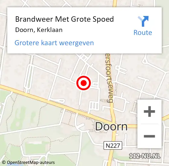 Locatie op kaart van de 112 melding: Brandweer Met Grote Spoed Naar Doorn, Kerklaan op 25 december 2024 23:30