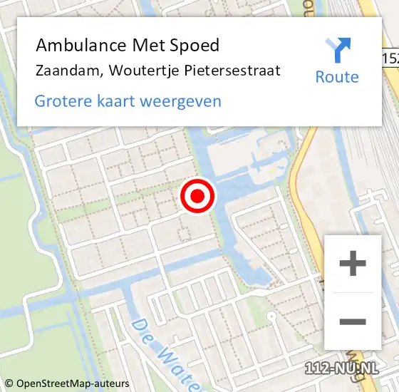 Locatie op kaart van de 112 melding: Ambulance Met Spoed Naar Zaandam, Woutertje Pietersestraat op 25 december 2024 23:40