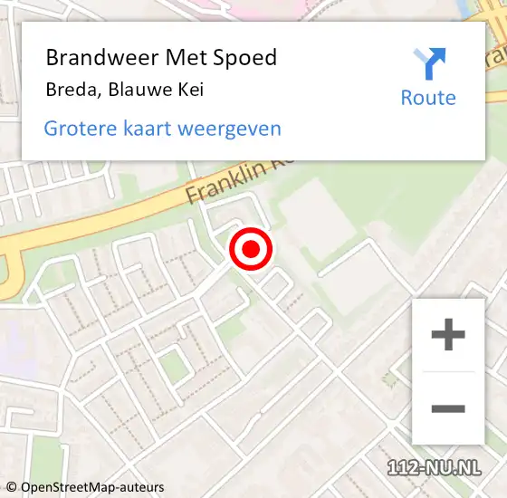 Locatie op kaart van de 112 melding: Brandweer Met Spoed Naar Breda, Blauwe Kei op 25 december 2024 23:57