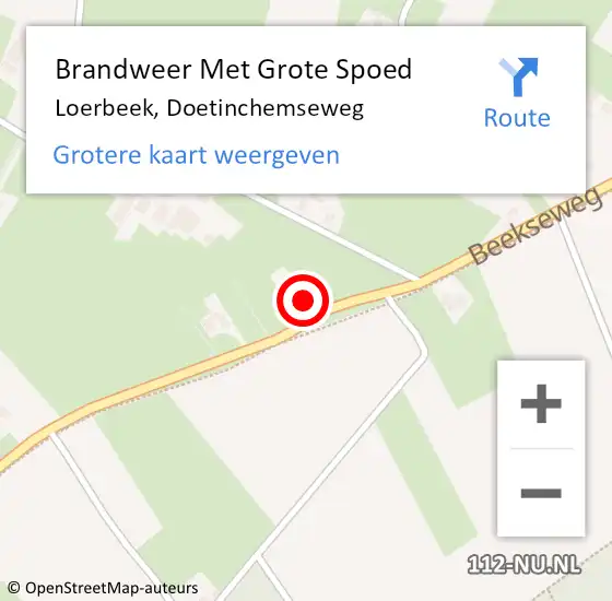 Locatie op kaart van de 112 melding: Brandweer Met Grote Spoed Naar Loerbeek, Doetinchemseweg op 31 oktober 2014 16:05