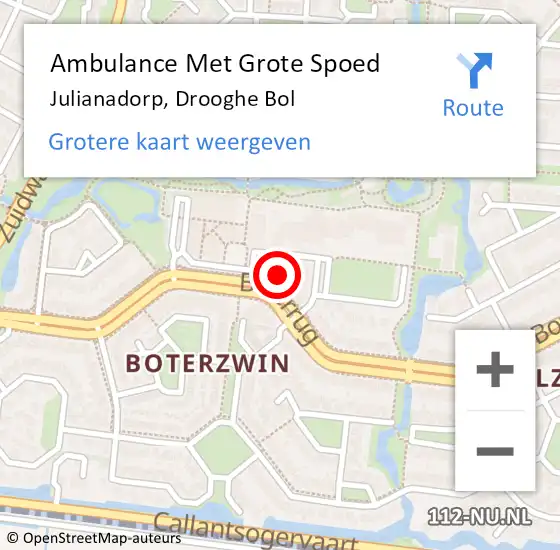 Locatie op kaart van de 112 melding: Ambulance Met Grote Spoed Naar Julianadorp, Drooghe Bol op 26 december 2024 00:08