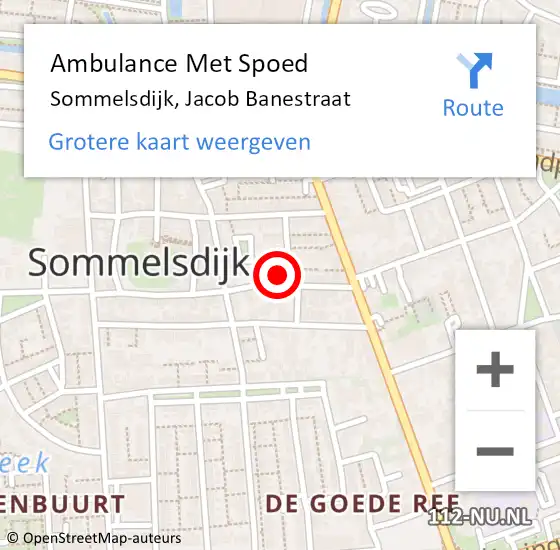 Locatie op kaart van de 112 melding: Ambulance Met Spoed Naar Sommelsdijk, Jacob Banestraat op 26 december 2024 00:20