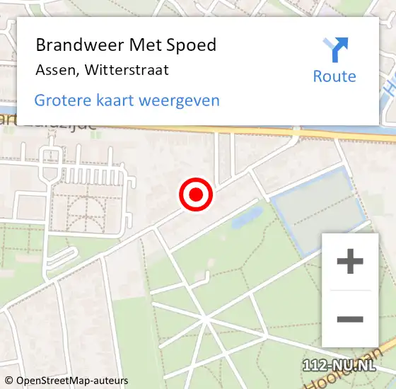 Locatie op kaart van de 112 melding: Brandweer Met Spoed Naar Assen, Witterstraat op 26 december 2024 00:26