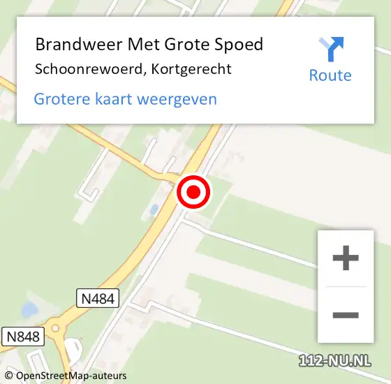 Locatie op kaart van de 112 melding: Brandweer Met Grote Spoed Naar Schoonrewoerd, Kortgerecht op 19 oktober 2013 13:01