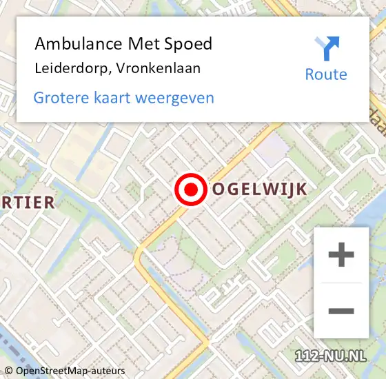 Locatie op kaart van de 112 melding: Ambulance Met Spoed Naar Leiderdorp, Vronkenlaan op 26 december 2024 01:03