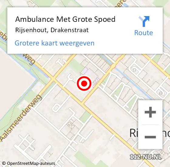 Locatie op kaart van de 112 melding: Ambulance Met Grote Spoed Naar Rijsenhout, Drakenstraat op 26 december 2024 01:12