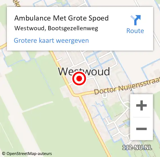 Locatie op kaart van de 112 melding: Ambulance Met Grote Spoed Naar Westwoud, Bootsgezellenweg op 26 december 2024 01:23