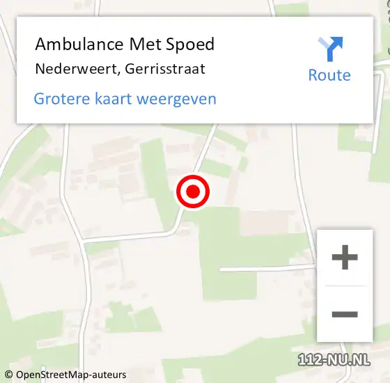 Locatie op kaart van de 112 melding: Ambulance Met Spoed Naar Nederweert, Gerrisstraat op 26 december 2024 02:01