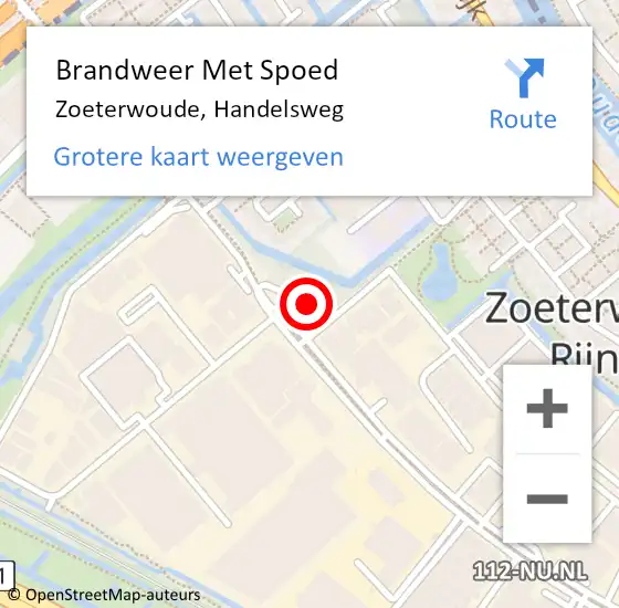 Locatie op kaart van de 112 melding: Brandweer Met Spoed Naar Zoeterwoude, Handelsweg op 26 december 2024 02:50