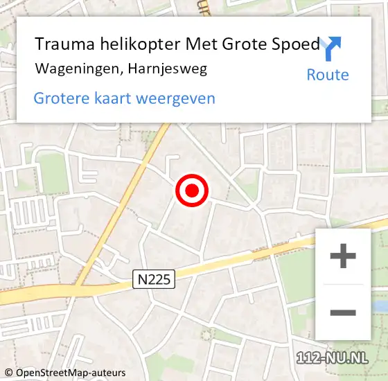 Locatie op kaart van de 112 melding: Trauma helikopter Met Grote Spoed Naar Wageningen, Harnjesweg op 26 december 2024 02:59