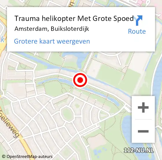 Locatie op kaart van de 112 melding: Trauma helikopter Met Grote Spoed Naar Amsterdam, Buiksloterdijk op 26 december 2024 03:01