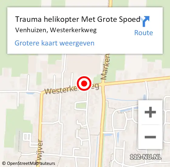 Locatie op kaart van de 112 melding: Trauma helikopter Met Grote Spoed Naar Venhuizen, Westerkerkweg op 26 december 2024 03:05