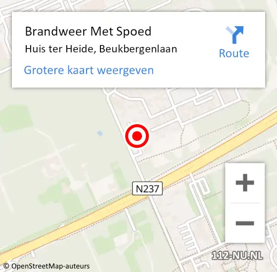 Locatie op kaart van de 112 melding: Brandweer Met Spoed Naar Huis ter Heide, Beukbergenlaan op 26 december 2024 03:51