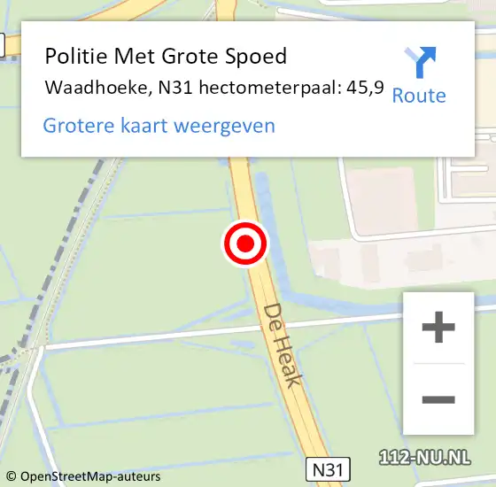 Locatie op kaart van de 112 melding: Politie Met Grote Spoed Naar Waadhoeke, N31 hectometerpaal: 45,9 op 26 december 2024 04:04