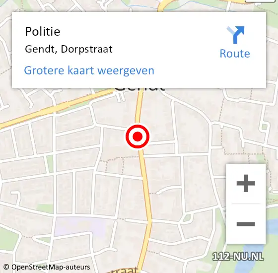 Locatie op kaart van de 112 melding: Politie Gendt, Dorpstraat op 31 oktober 2014 16:17