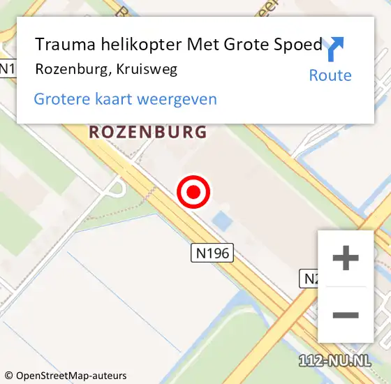 Locatie op kaart van de 112 melding: Trauma helikopter Met Grote Spoed Naar Rozenburg, Kruisweg op 26 december 2024 07:39