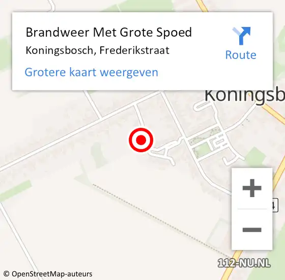 Locatie op kaart van de 112 melding: Brandweer Met Grote Spoed Naar Koningsbosch, Frederikstraat op 26 december 2024 08:24