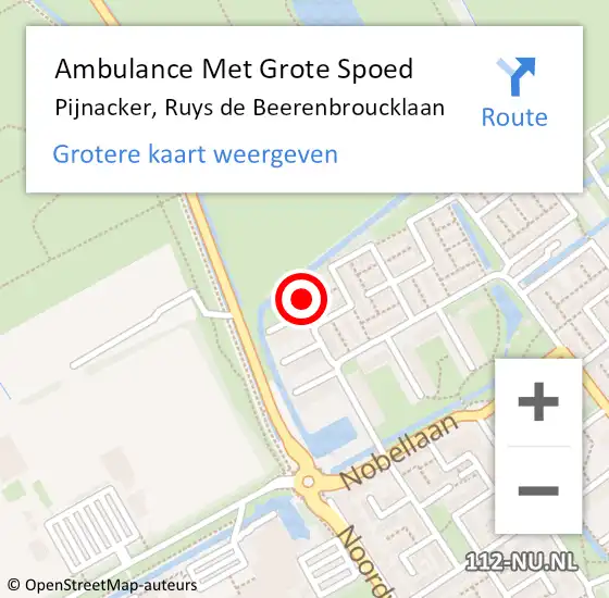 Locatie op kaart van de 112 melding: Ambulance Met Grote Spoed Naar Pijnacker, Ruys de Beerenbroucklaan op 26 december 2024 08:36