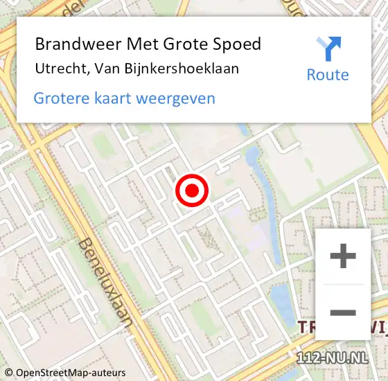 Locatie op kaart van de 112 melding: Brandweer Met Grote Spoed Naar Utrecht, Van Bijnkershoeklaan op 26 december 2024 09:08