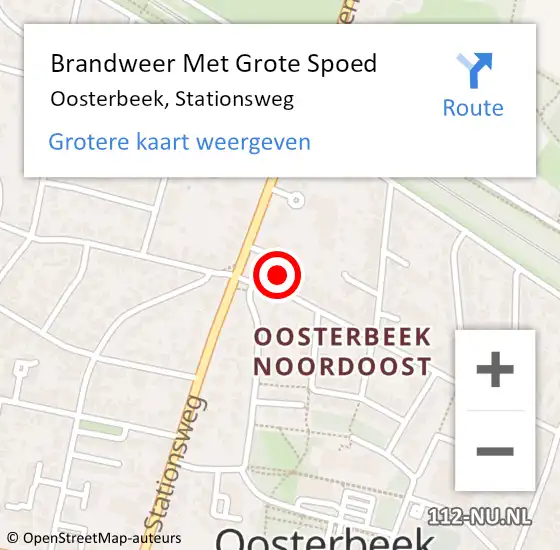 Locatie op kaart van de 112 melding: Brandweer Met Grote Spoed Naar Oosterbeek, Stationsweg op 26 december 2024 09:15