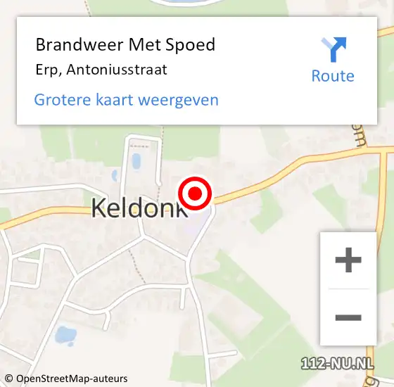 Locatie op kaart van de 112 melding: Brandweer Met Spoed Naar Erp, Antoniusstraat op 26 december 2024 09:28