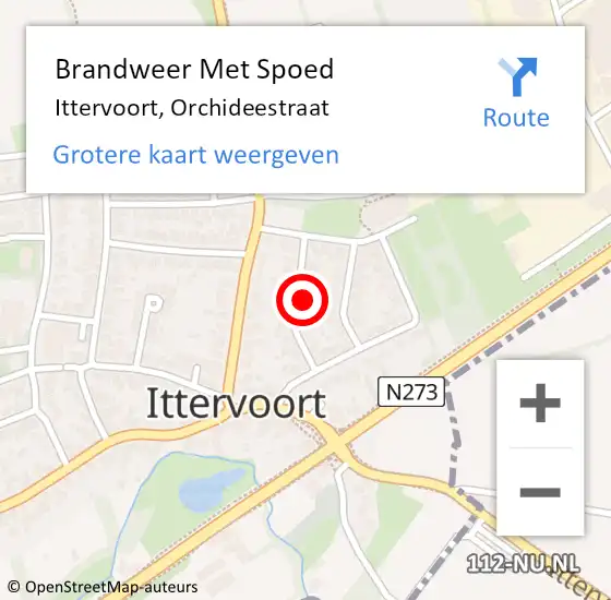 Locatie op kaart van de 112 melding: Brandweer Met Spoed Naar Ittervoort, Orchideestraat op 26 december 2024 09:29