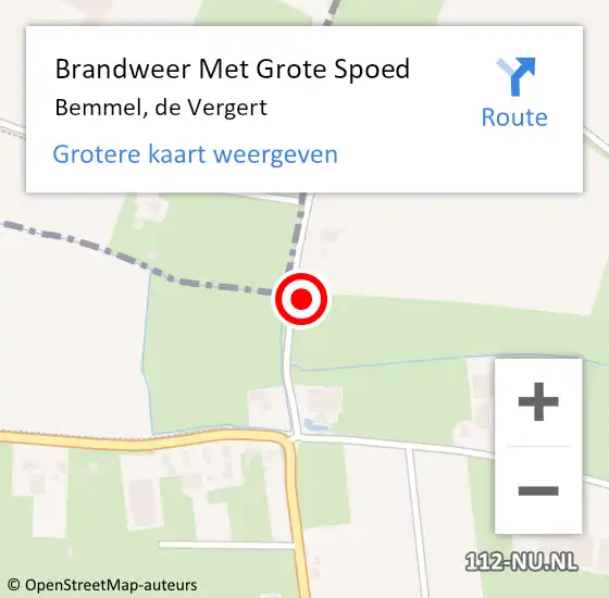 Locatie op kaart van de 112 melding: Brandweer Met Grote Spoed Naar Bemmel, de Vergert op 26 december 2024 10:01