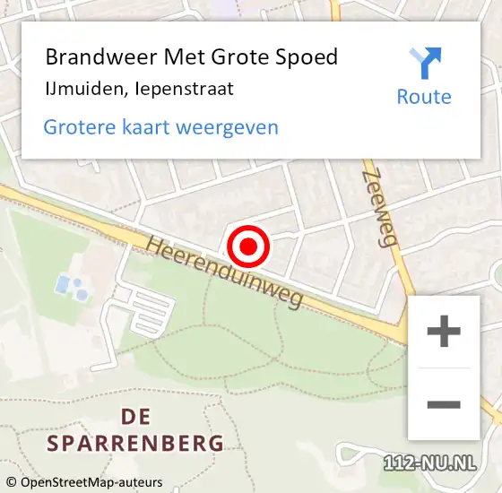 Locatie op kaart van de 112 melding: Brandweer Met Grote Spoed Naar IJmuiden, Iepenstraat op 26 december 2024 10:15