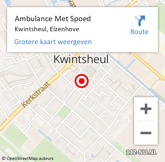 Locatie op kaart van de 112 melding: Ambulance Met Spoed Naar Kwintsheul, Elzenhove op 26 december 2024 10:32